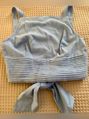 NEW $150 Cake For Dinner Blue Ophelia Linen Crop Top